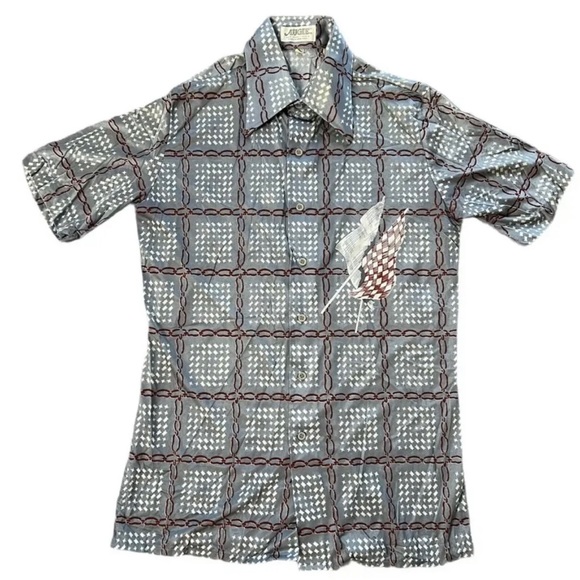 Vintage Rare 70’s AUGIE 100% Nylon Disco Race Car Theme Men’s Shirt! - Picture 1 of 6